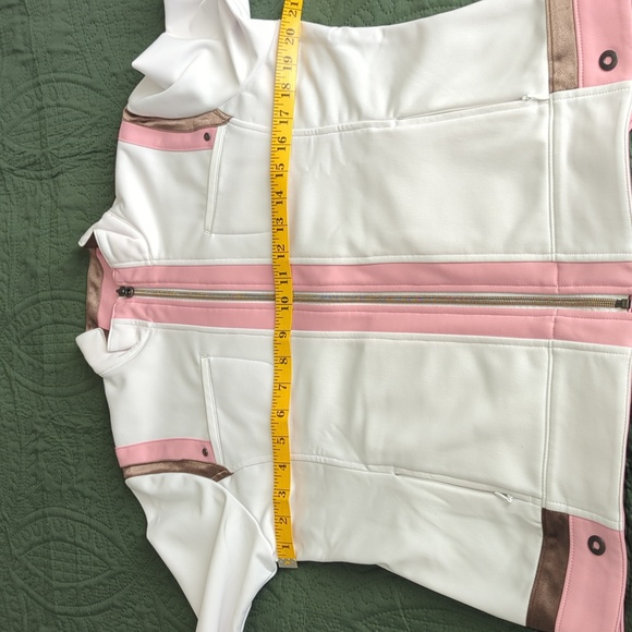 Tail Tech Womens Golf Jacket Pink/White/Bronze Zip Up Cuffs - Picture 9 of 12